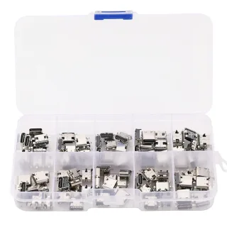 100Pcs 10Models Type-C USB 3.1 Charging Dock Connectors Mix 6Pin and 16Pin Use for Mobile Phone and Other Product Repair