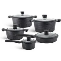 Edenberg Topf-Set Schwarze Topfset klassische Töpfe, Kasserolle Pfanne Keramik INDUKTION, Aluminium, Keramik (10-tlg., Zeitloses Design des Topfsets. Eine ideale Geschenkidee)