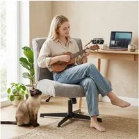 HOMCOM Relaxsessel Dicke Gepolstert Lesesessel (Loungesessel, 1-St., Sessel), 360° Drehung, höhenverstellbar, breite Sitzfläche
