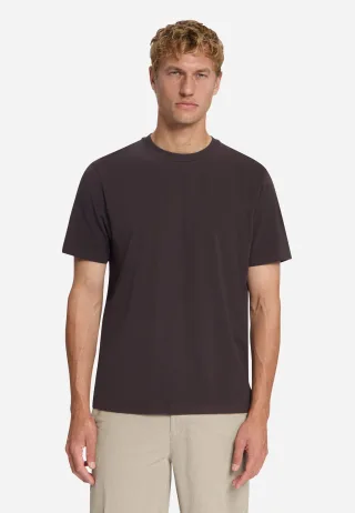 No Excess - T-Shirt Crewneck Solid Basic Stretch dark brown - Gr. - M
