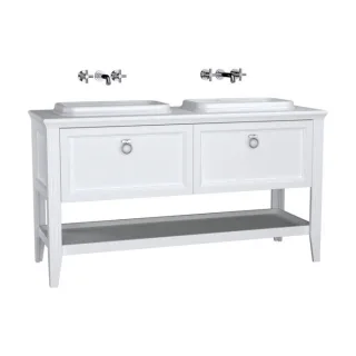 VitrA Valarte Einbauwaschtisch-Möbel-Set 62210 149,5 x 52 x 87,5 cm, links/rechts, Korpus weiß matt/Waschtisch weiß hochglanz