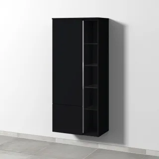 Sanipa 3way Stauraumschrank mit 1 Tür, 1 Auszug und offenen Fächern, Schwarz-Matt BS18208