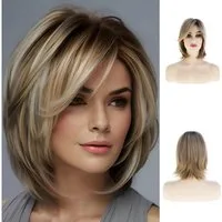 LuxusKollektion Kunsthaarperücke Perücke kurz synthetisch hitzebeständig braun blond Frauen BlondBraun