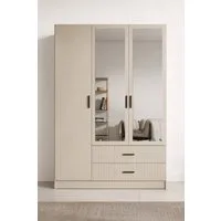 OTTO home Kleiderschrank TERRIK, modern mit viel Stauraum & geriffelter Struktur, Spiegel (B/H/T ca. 150/200/60 cm) Garderobe mit 6 Fächern, Kleiderstange, 2 Schubladen, Made in EU