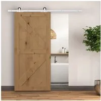 HOMCOM Türbeschlag 183 cm, mit Schienen, Rollen, Schienenstopper, Bodenblock (Schiebetürsystem, 1 St., Schiebetüren-Beschlagsatz), aus Kohlenstoffstahl Weiß