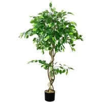 Kunstbaum Kunstpflanze Kunstbaum Künstliche Pflanze Ficus Benjamin 120 cm Ficus Benjamin, Decovego, Höhe 120 cm