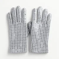 Boland Fleecehandschuhe Popstar Handschuhe silber Pailletten Kostüm Zubehör Karneval Halloween (1-St) Glitzernd, vielseitig, auffällig