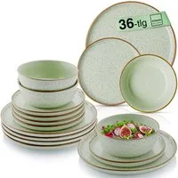 SÄNGER Tafelservice Rio Geschirrset (36-tlg), 12 Personen, Steingut, Handmade, Mintgrün, Erweiterbar, VALUE COLLECTION