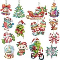 LuxusKollektion Küchenorganizer-Set Schlüsselanhänger 5D DIY Kinder 14 Set Diamond Painting Weihnachten