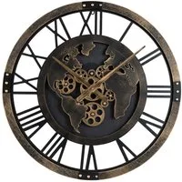 COSTWAY Wanduhr (Zahnraduhr mit Weltkarte, beweglichen Zahnrädern)