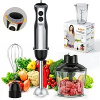 Luckice Stabmixer 1000W 4in1 Elektrisch Edelstahl Pürierstab mit 20 Geschwindigkeiten, 1000 W, TURBO-Taste für die Zubereitung von Soße,Babynahrung und Suppe