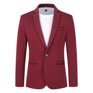 Herren Anzugjacke Slim Fit Mantel Business Alltag Blazer Rot