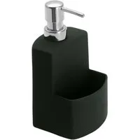 WENKO Spülmittelspender Modell Festival, aus Keramik, Soft-Touch Beschichtung, mit Spülschwamm-Fach, 380 ml