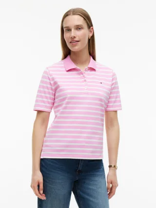 1985 REG PIQUE POLO SS Rose Petal/Ecru Stripe - Gr. - M