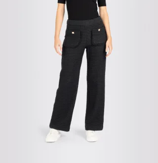 MAC - MAC JEANS - WIDELEG pocket fringe, Bouclé schwarz - Gr. - 44/32