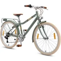 Bikestar Kinderfahrrad Cityrad 24 Zoll Aluminium ab 9 Jahre, 7 Gang, Gepäckträger, leichtes Treten, ergonomischer Rahmen