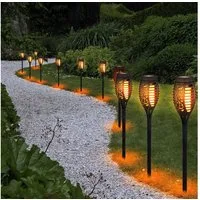GLOBO LIGHTING LED Solarleuchte, LED-Leuchtmittel fest verbaut, Warmweiß, Solar Flammen Fackeln Gartenleuchte Solarlicht im Freien