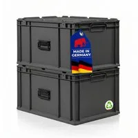 PROREGAL® Stapelbox SuperSparSet Eurobox NextGen Portable, Verschiedene Größen/Mengen (SparSet, 2 St., Eurobox mit Scharnierdeckel, Deckelverschluss und Koffergriff), Eurobehälter, Transportbox, Transportbehälter, Stapelbehälter