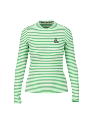 Marc Cain Sports - Longsleeve mit Ringelmuster dark apple green - Gr. - 42