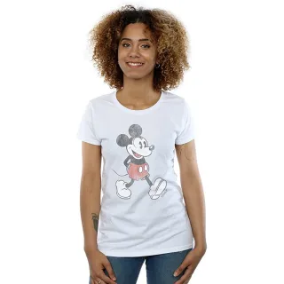 Disney Damen/Damen Walking Mickey Mouse T-Shirt aus Baumwolle (Weiß)
