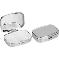 kwmobile Pillendose 2x Edelstahl Tablettenbox mit 2 Fächern - 5,5 x 4 x 1,5cm (2 St), Pillendose klein Tablettendose Tragbare Pillenbox Medikamentenbox Dose