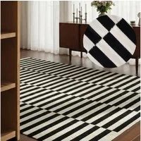 HANSE Home Wollteppich Vika, schwarz-weiss, rechteckig, Höhe: 5 mm, Handgewebt, Wolle, Natur, Läufer, Wohnzimmer, Schlafzimmer, Streifen