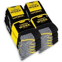 sockenkauf24 Arbeitssocken 10 Paar Work "THERMO" Herren Socken Arbeit mit Innenfrottee (43-46, Schwarz/Grau Meliert) verstärkt durch Vollfrottee - 10203