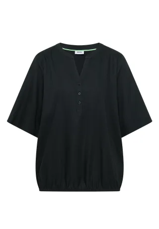 CECIL - Kurzarm Bluse mit Split Neck palm breeze green - Gr. - M