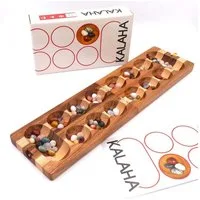 ROMBOL Denkspiele Spiel Kalaha - hochwertiges Steinchenspiel inkl. Halbedelsteinen, Brettspiel, Holzspiel