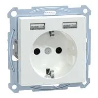 Schutzkontakt-Steckdose mit USB-Ladegerät, 16 Ampere, 250 Volt, Unterputz, System M weiß (glänzend), Retail