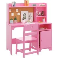 GarveeMore Kinderschreibtisch Kindertisch und Stuhl Set, mit Hutch, Aufbewahrungsschrank, Holztisch