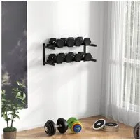 SPORTNOW Kurzhantelständer Hantelständer Wandhalterung mit 2 Ablagen, (Hantelablage, 1-St., Gewichtshalter), bis 70 kg belastbar, Stahl, Schwarz, 98 x 40 x 35cm