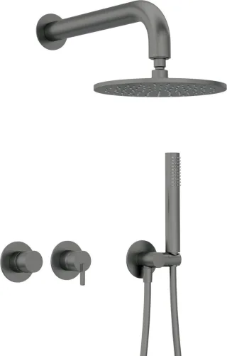 Neuesbad Serie 600 Unterputz Dusch-Set mit verstellbarer Kopfbrause Oberfläche: Titanium NB1NQS_D0YK1