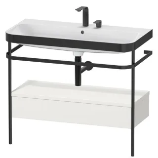 Duravit Happy D.2 Plus c-bonded Set mit Metallkonsole und Schubkasten Nordic Weiß Seidenmatt 975x490 HP4743E3939
