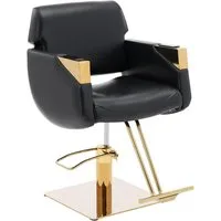 Physa Armlehnstuhl Friseurstuhl mit Fußstütze Barber-Stuhl 200 kg Penryn Black & Gold, Schwarz, Golden