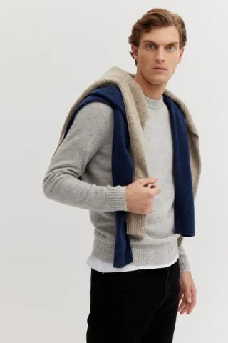 BASEFIELD - Rundhals Pullover beige mel. - Gr. - 3XL