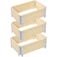 Garronda Hochbeet-Profil Palettenrahmen 60x40x20 cm Hochbeet Holz für Pflanzen GD-0075 (3-St., Set)