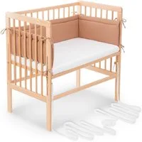 FabiMax Beistellbett Babybett Boxspring klar lackiert, 90 x 55 cm Liegefläche, aus Buchenholz, Stufenlos höhenverstellbar 40-73 cm, Holz-Lattenrost