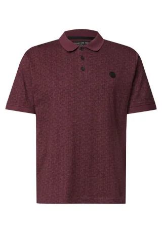 Street One - Kurzarm Polosirt mit Allover-Print rot - Gr. - XXL