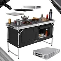 24Move Campingschrank Campingküche PRAIA Outdoorküche Alu (faltbar, höhenverstellbar, tragbar) mit Arbeitsplatte und Staufächern