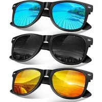 LuxusKollektion Retrosonnenbrille Sonnenbrille 3p Grau Verspiegelte Orange Verspiegelte Eisblaue