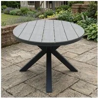 Gardissimo Gartentisch Armati dunkel rund 120 cm (Esstisch, 1-St., 1 Nonwood Tisch), höhenverstellbare Füße / absolut wetterfest / pflegeleicht / Aluminium