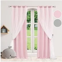 Rosnek Gardine Doppellagige Verdunklungsvorhänge mit Voile, für Kinderzimmer (1 St), abdunkelnd, Ösenvorhang, 2er Set, Prinzessinnen-Mädchen-Vorhänge