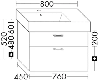 Burgbad Waschtischunterschrank System 30 Preisgruppe 4 Sana 520x760x450 Dunkelgrau Hochglanz WZEU076RF3365