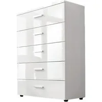 moebel-dich-auf Schubkastenkommode MALAGA 6 (65 cm breit), Fronten in weiß Hochglanz