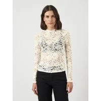 Y.A.S Langarmshirt YASLACEY LS LACE TOP S. NOOS Materialmix, slim fit