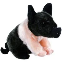 Teddys Rothenburg Kuscheltier Schwein rosa schwarzes Ferkel Husumer Sattelschwein 18 cm Stofftier (Plüschtier, Stoffschwein, Plüschschwein, Schweinchen)
