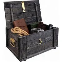 Kistenkolli Altes Land Allzweckkiste Truhe Hugo Vintage schwarz mit Deckel 50 x 36 x 26cm (Spar-Set, 1er Set)