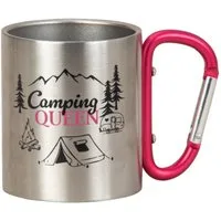 MF Becher Camping Queen Edelstahlbecher mit pinkem Karabinergriff