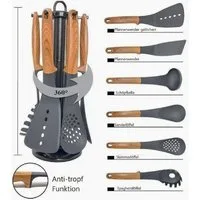 Cheffinger Kochbesteckhalter Küchenhelfer Kochbesteckhalter 7-tlg. Cheffinger CF-UT02 Holz-Optik, (Küchenhelferset bestehend aus 7 Teilen)